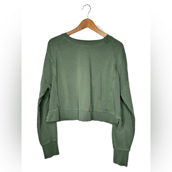 Sweaty Betty After Class Cotton Blend Crop Sweatshirt Green size 14 Large - Picture 2 of 9